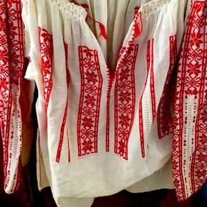 Last Call Vintage embroidered linen Turkish shirt